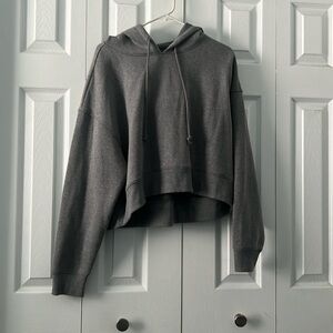 Gray Cropped Hoodie